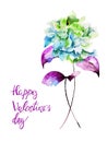 Beautiful Hydrangea with title Happy ValentineÃ¢â¬â¢s day